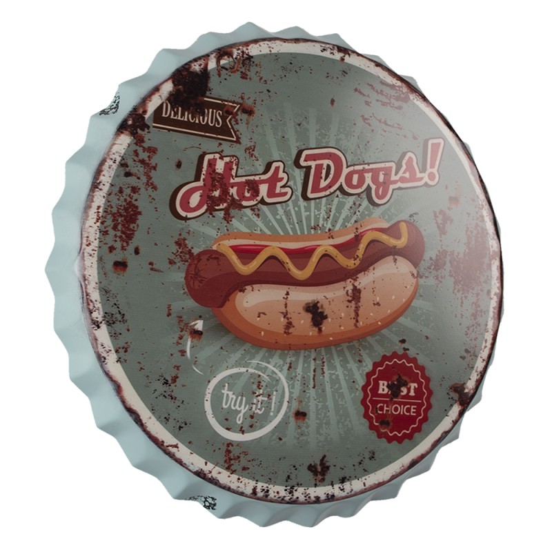 Clayre & Eef Wanddecoratie  Ø 50 cm Groen Ijzer Hot Dogs