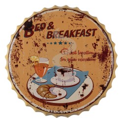 Clayre & Eef Plaque de texte Ø 50 cm Jaune Fer Bed & Brekfast