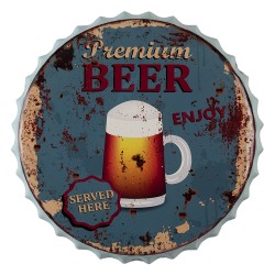 Clayre & Eef Tekstbord  Ø 50 cm Blauw Ijzer Premium Beer