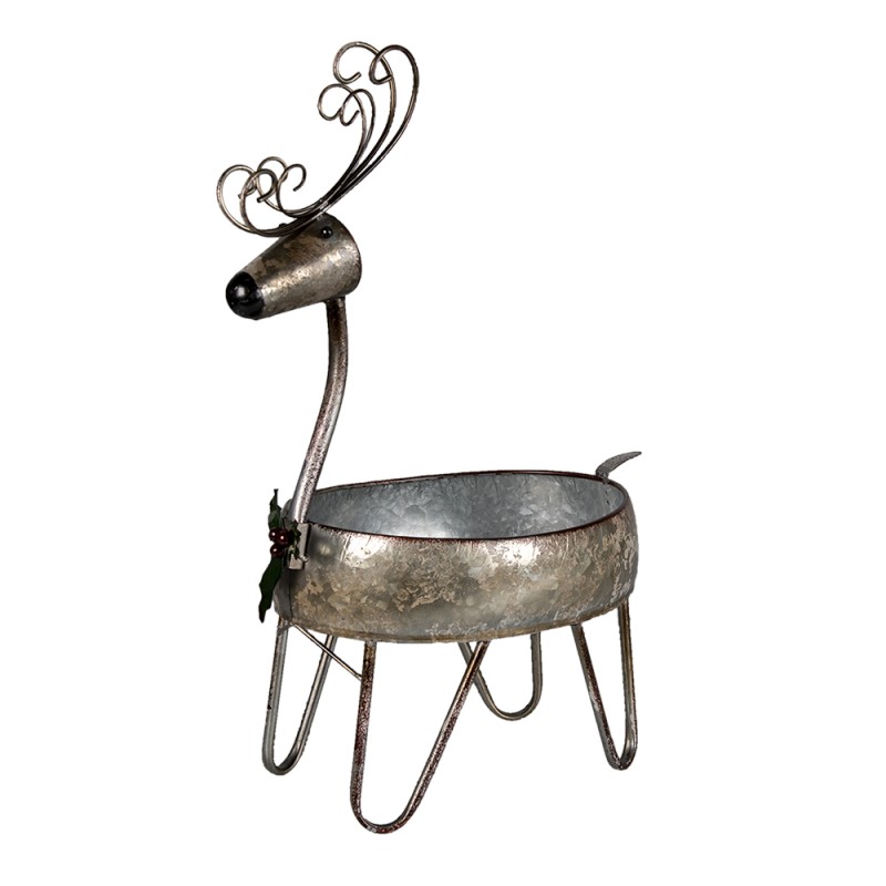 Clayre & Eef Planter Reindeer 29x21x48 cm Grey Brown Iron