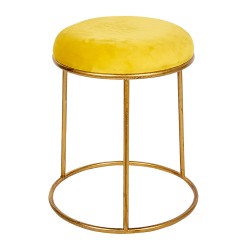 Clayre & Eef Stool Ø 42x48 cm Yellow Gold colored Metal Round