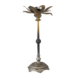 Clayre & Eef Candelabro Ø 24x54 cm Color rame Ferro Foglie