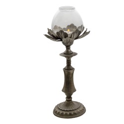 Clayre & Eef Candelabro Ø 22x50 cm Color argento Ferro Foglie