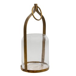 Clayre & Eef Windlicht  22x21x43 cm Koperkleurig Metaal Glas Rond