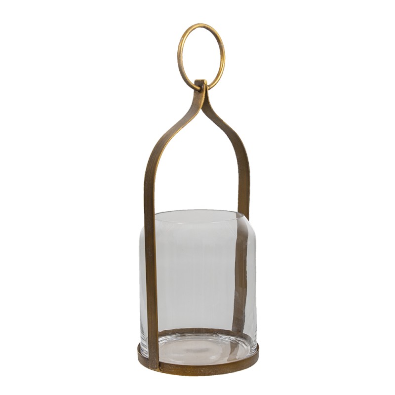 Clayre & Eef Windlicht  22x21x43 cm Koperkleurig Metaal Glas Rond