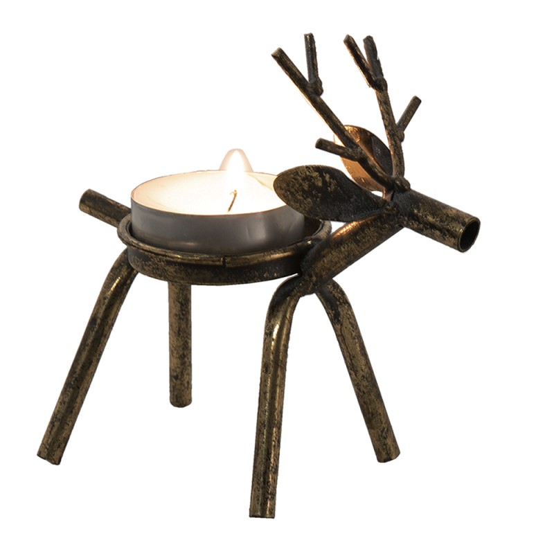 Clayre & Eef Candle holder Reindeers 16x8x16 cm Copper colored Metal