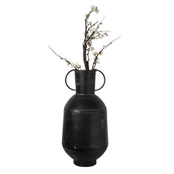 Clayre & Eef Vase Ø 26x52 cm Schwarz Metall Rund