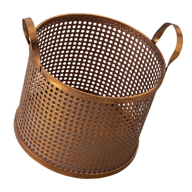 Clayre & Eef Storage Basket Ø 30x30 cm Copper colored Iron Round