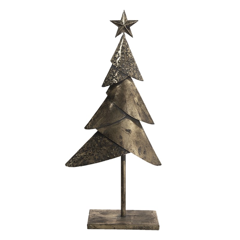 Clayre & Eef Figurine Sapin de Noël 25x12x55 cm Couleur cuivre Fer