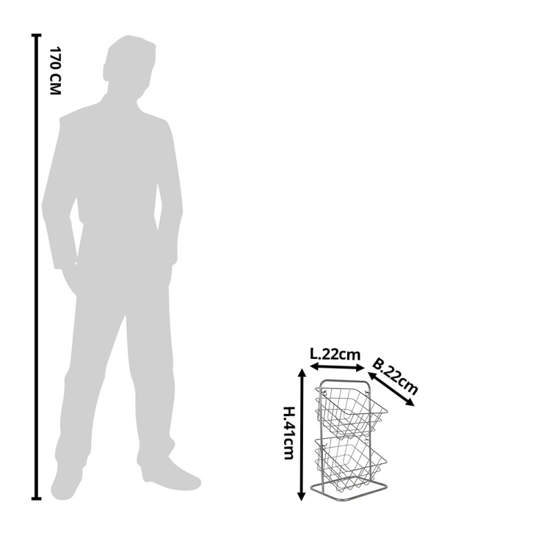 Clayre & Eef Mandenrek  22x22x41 cm Grijs Metaal