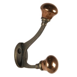 Clayre & Eef Wall Hook 3x5x9 cm Copper colored Metal