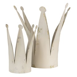 Clayre & Eef Figurine Couronne 37 cm Beige Métal