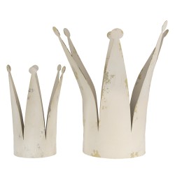 Clayre & Eef Figurine Crown 37 cm Beige Metal