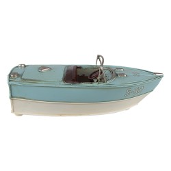 Clayre & Eef Decorative  Miniature Boat 24x11x9 cm Turquoise Beige Iron