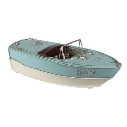 Clayre & Eef Decorative  Miniature Boat 24x11x9 cm Turquoise Beige Iron