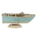 Clayre & Eef Decorative  Miniature Boat 18x8x8 cm Turquoise Beige Iron