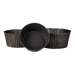 Clayre & Eef Porte-plante Ø 24 Ø 21 Ø 19cm Noir Zinc Rond