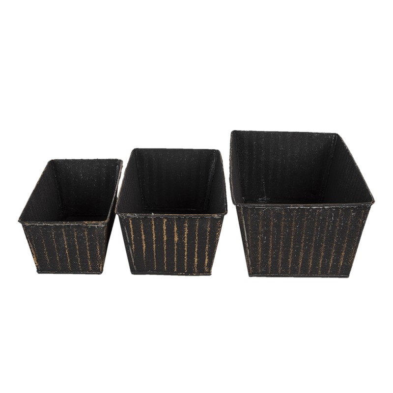 Clayre & Eef Plant Holder Black Zinc Rectangle