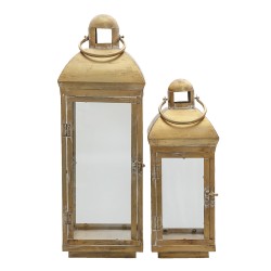 Clayre & Eef Lantern Set of 2 Copper colored Iron Rectangle