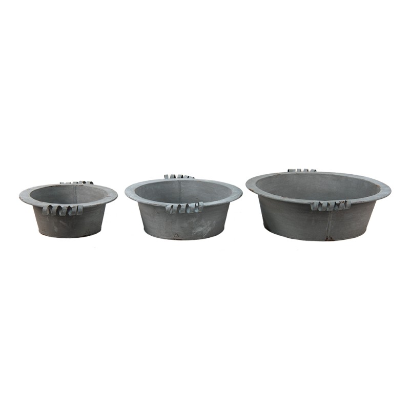 Clayre & Eef Scodella decorativa set di 3 Ø 36x11 cm Grigio Metallo