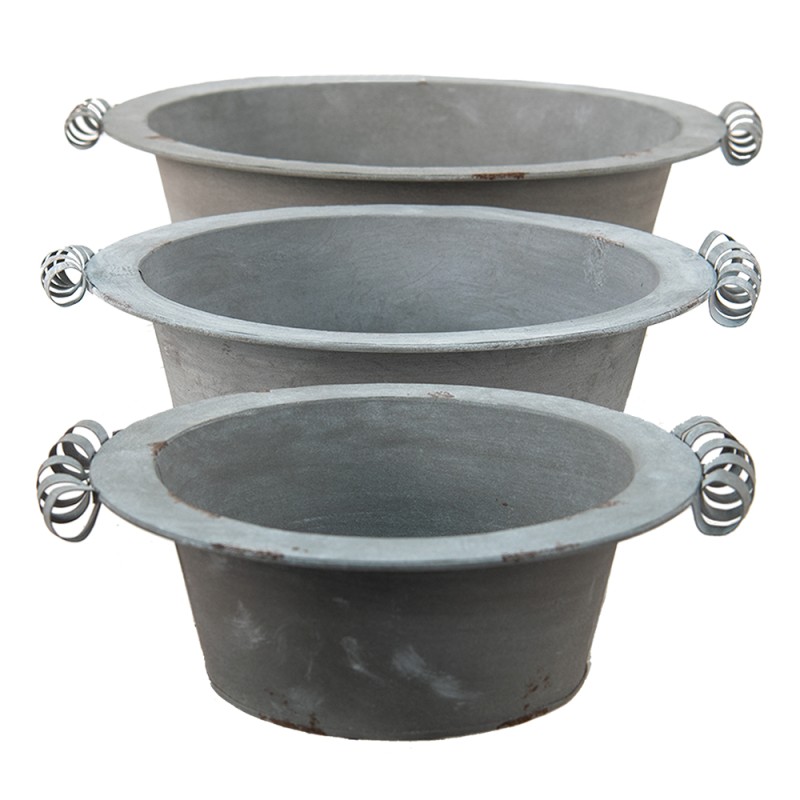 Clayre & Eef Scodella decorativa set di 3 Ø 36x11 cm Grigio Metallo