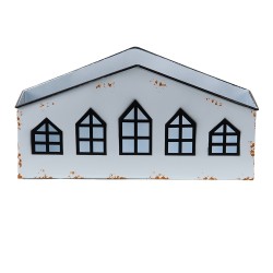 Clayre & Eef Theelichthouder Huis 36x12x18 cm Wit Metaal