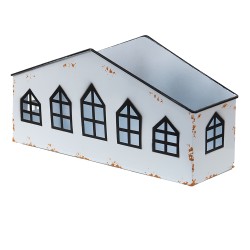 Clayre & Eef Porte-bougie Maison 36x12x18 cm Blanc Métal