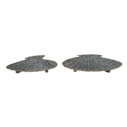 Clayre & Eef Plat de service set de 2 Coquillage Gris Fer