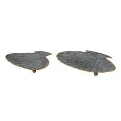 Clayre & Eef Serving Platter Set of 2 Shell Grey Iron