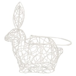 Clayre & Eef Egg basket Rabbit 20x12x24 cm White Metal