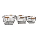 Clayre & Eef Storage Basket Set of 3 35x26x14 cm Brown Iron Wood