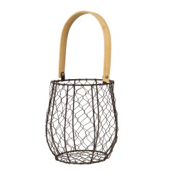 Clayre & Eef Mini Basket Ø 15x19 cm Brown Iron