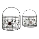 Clayre & Eef Storage Basket Set of 2 Grey Iron Flowers