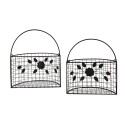 Clayre & Eef Storage Basket Set of 2 Grey Iron Flowers