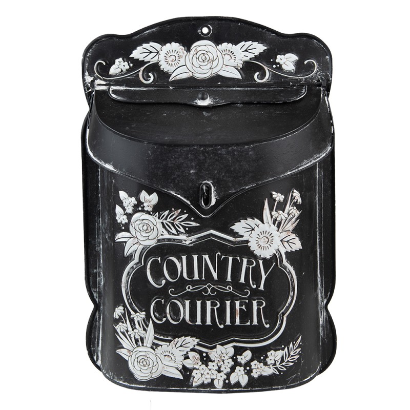 Clayre & Eef Boîte aux lettres 26x10x35 cm Noir Fer Fleurs Country courier