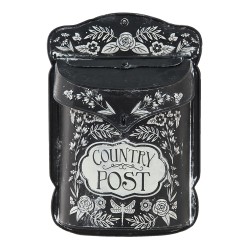 Clayre & Eef Boîte aux lettres 27x8x39 cm Noir Fer Fleurs Country post