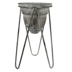 Clayre & Eef Plant Holder Ø 23x40 cm Grey Iron