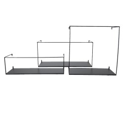 Clayre & Eef Etagère murale set de 3 Noir Fer