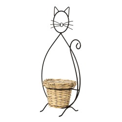 Clayre & Eef Planter Cat 27x16x52 cm Black Iron