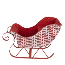 Clayre & Eef Christmas Decoration Sled 32x15x24 cm Red White Metal