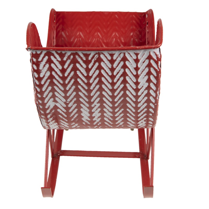 Clayre & Eef Kerstdecoratie Slee 32x15x24 cm Rood Wit Metaal