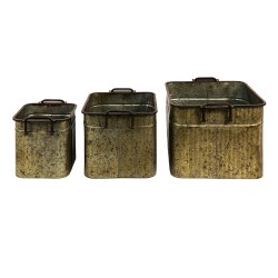 Clayre & Eef Decorative Zinc Tub Set of 3 42x38x28 cm Grey Iron Rectangle