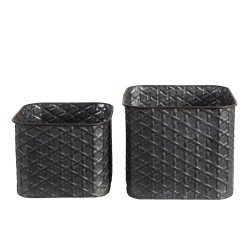 Clayre & Eef Planter Set of 2 Grey Iron Square