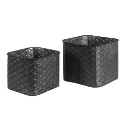 Clayre & Eef Planter Set of 2 Grey Iron Square