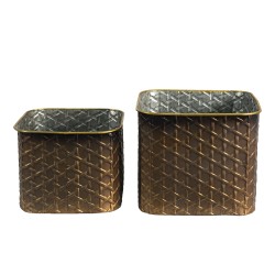 Clayre & Eef Planter Set of 2 Copper colored Iron Square