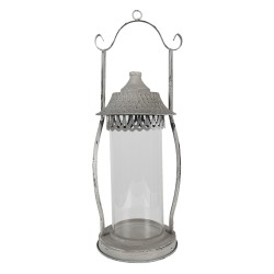 Clayre & Eef Lantern Ø 15x44 cm Grey Metal Glass