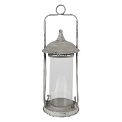 Clayre & Eef Lantern Ø 15x41 cm Grey Metal Glass