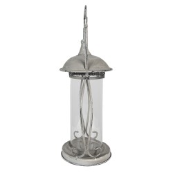 Clayre & Eef Lantern Ø 15x41 cm Grey Metal Glass