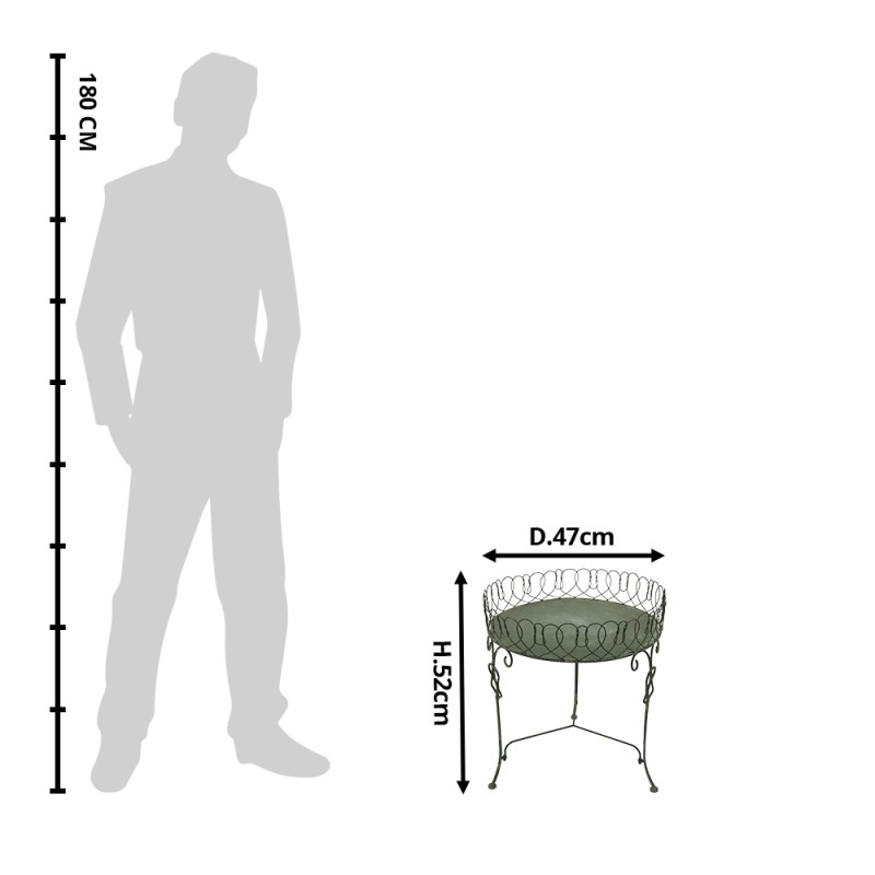 Clayre & Eef Plant Table Ø 47x52 cm Grey Green Metal