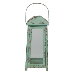 Clayre & Eef Lantaarn  16x15x47 cm Groen Bruin Metaal Glas